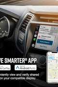 Escort Max 360 radar detector front view with OLED screen

OLED display showing radar signal strength and directions

MAX360 radar detector installed on windshield

ESCORT Live app screenshots on mobile device

Package contents including radar detector and accessories