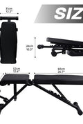 Adjustable weight bench with dumbbells – full side view

Foldable black workout bench shown folded for compact storage

7-position incline backrest setting demonstration

Bench in use for upper body exercises

Heavy-duty steel frame with 400 lb weight capacity