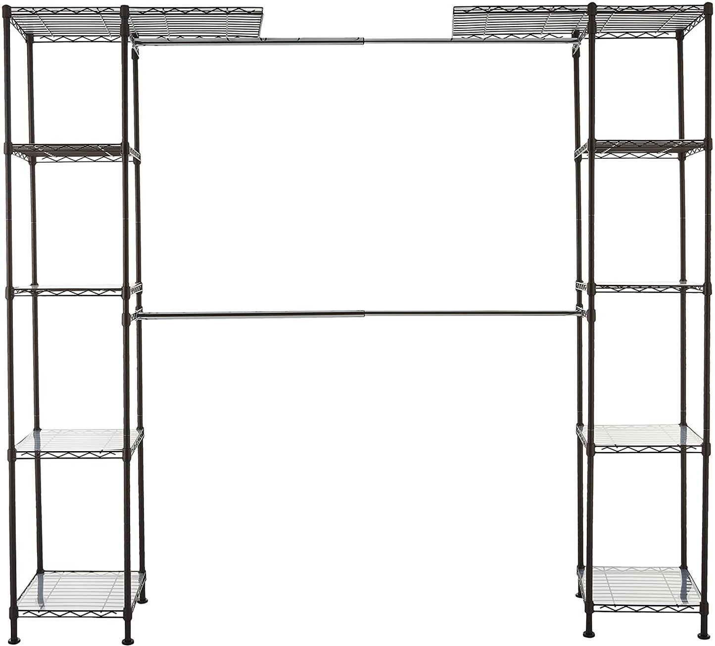 "Expandable Metal Wardrobe Closet Rack with Adjustable Shelves"

"Sturdy Hanging Storage Organizer for Clothing and Accessories"

"Adjustable Metal Closet Organizer with Hanging Rods and Shelves"