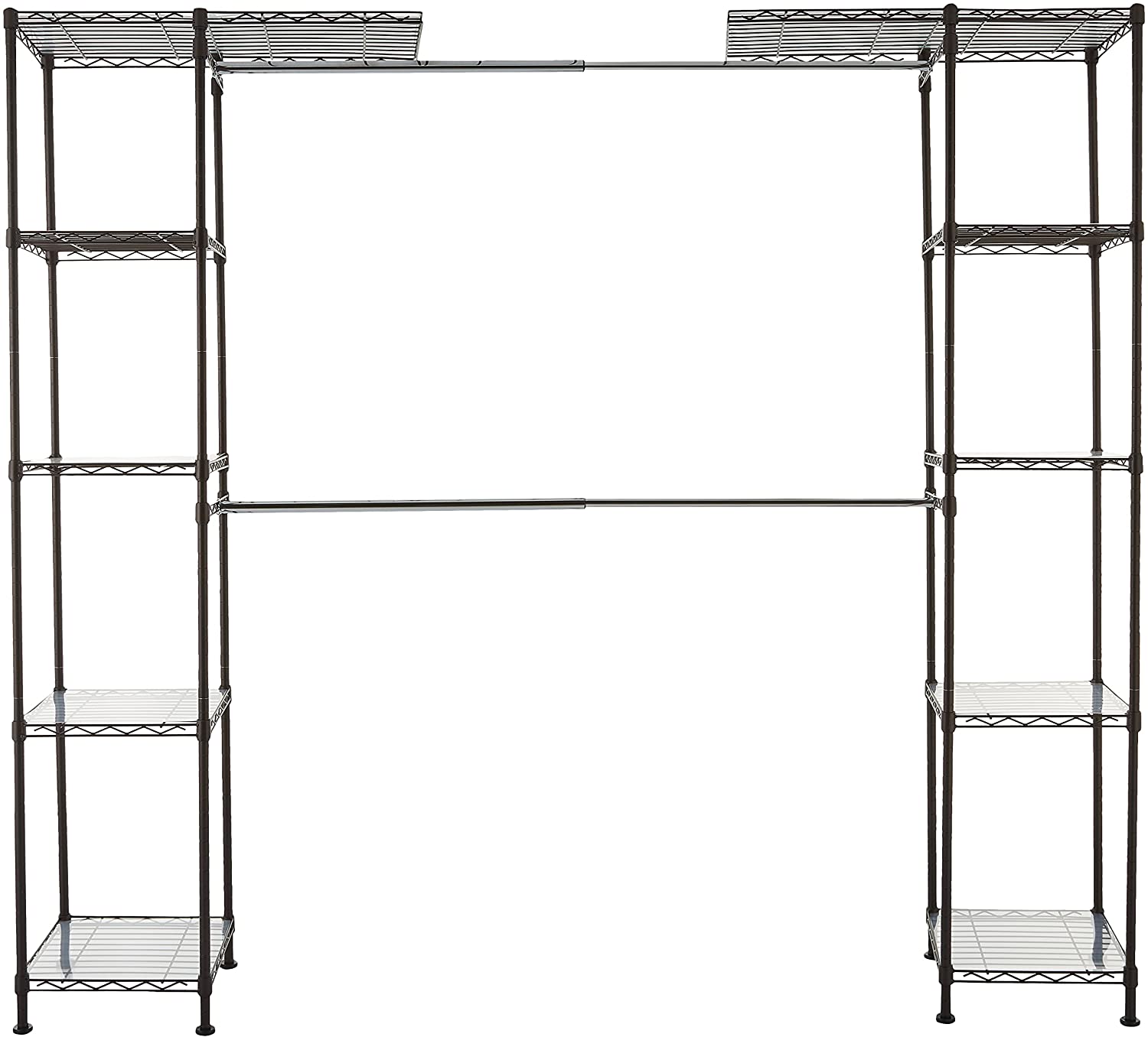 "Expandable Metal Wardrobe Closet Rack with Adjustable Shelves"

"Sturdy Hanging Storage Organizer for Clothing and Accessories"

"Adjustable Metal Closet Organizer with Hanging Rods and Shelves"