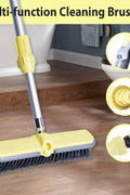 Extendable water broom brush set with yellow telescopic handle
Outdoor scrub brush with spray control and two heads
Patio and deck cleaning tool with adjustable water flow