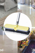 Extendable water broom brush set with yellow telescopic handle
Outdoor scrub brush with spray control and two heads
Patio and deck cleaning tool with adjustable water flow