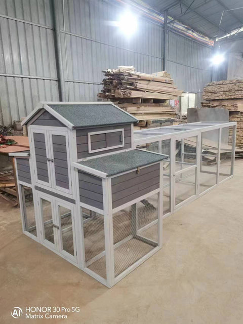Extra-Large Wooden Chicken Coop – Front View with Run

Chicken Coop with Nesting Box and Enclosed Area

Backyard Poultry House with Slide-Out Tray

Wooden Chicken Coop with Metal Mesh Run

Multi-Level Chicken Enclosure with Ramp and Nesting Box