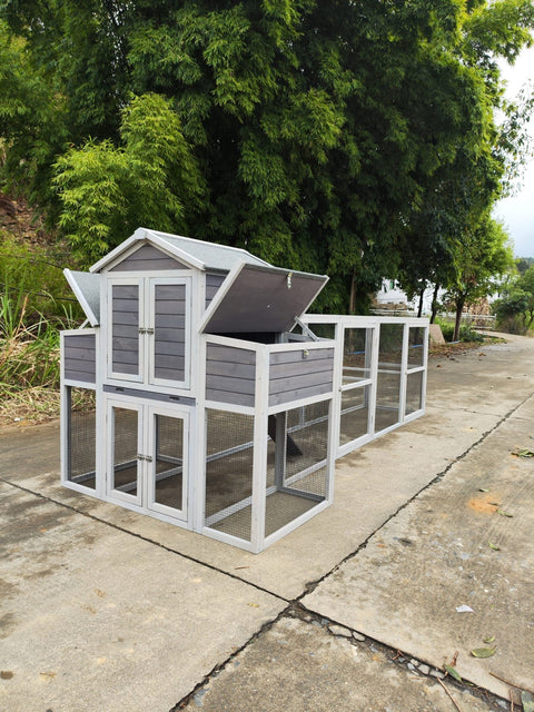 Extra-Large Wooden Chicken Coop – Front View with Run

Chicken Coop with Nesting Box and Enclosed Area

Backyard Poultry House with Slide-Out Tray

Wooden Chicken Coop with Metal Mesh Run

Multi-Level Chicken Enclosure with Ramp and Nesting Box