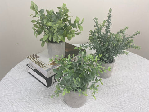 NEW FAKE ARTIFICIAL SILK PLANTS & TROPICAL TREES - with 3 - Pack Potted Faux Eucalyptus Plants | Sold by Uncle Wiener's Wholesale