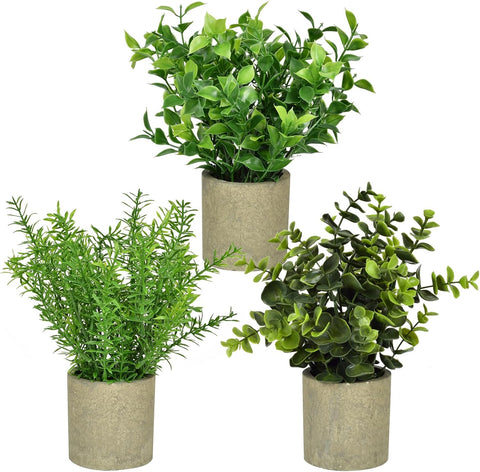 NEW FAKE ARTIFICIAL SILK PLANTS & TROPICAL TREES - with 3 - Pack Potted Faux Eucalyptus Plants | Sold by Uncle Wiener's Wholesale