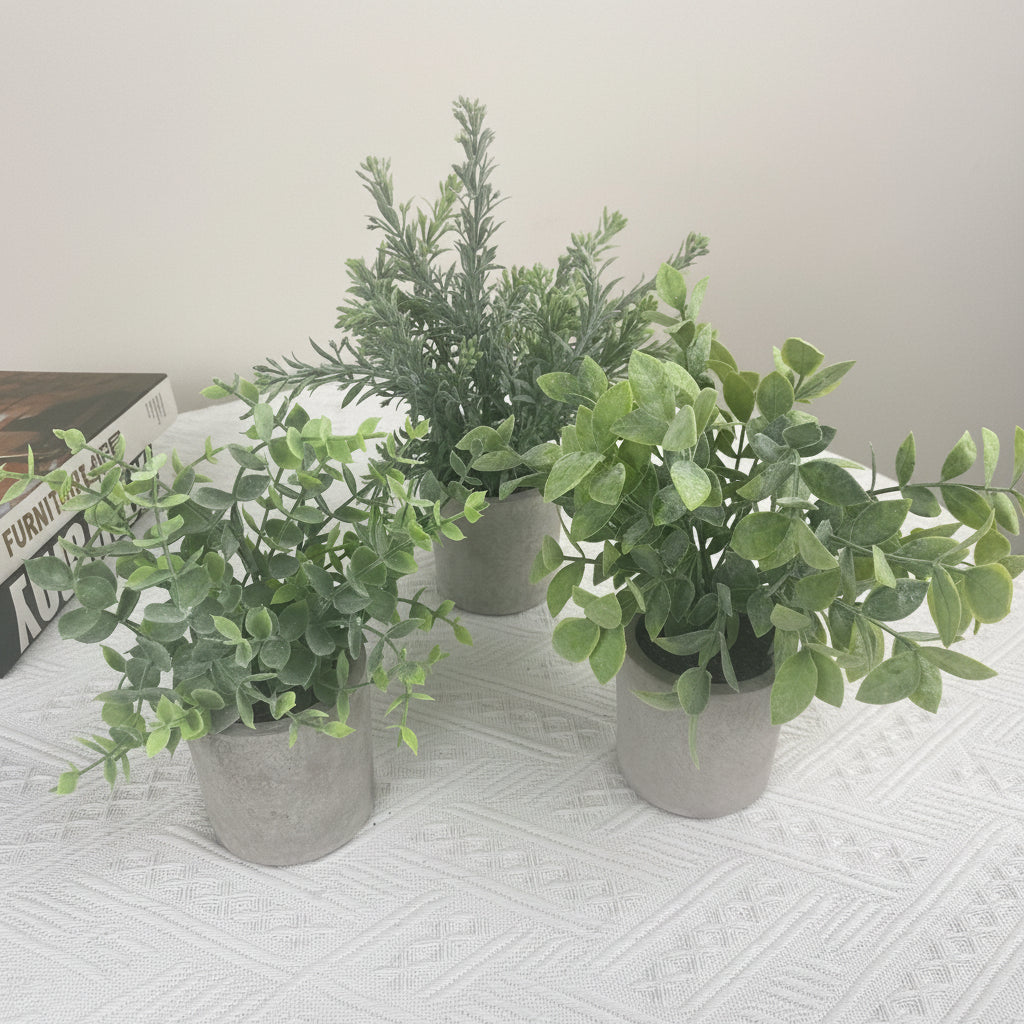 NEW FAKE ARTIFICIAL SILK PLANTS & TROPICAL TREES - with 3 - Pack Potted Faux Eucalyptus Plants | Sold by Uncle Wiener's Wholesale