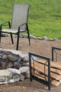 “Black wrought iron firewood log rack with wood stacked”

“Indoor firewood holder beside fireplace”

“Wrought iron log holder with wooden logs”

“Outdoor firewood rack near fire pit”
