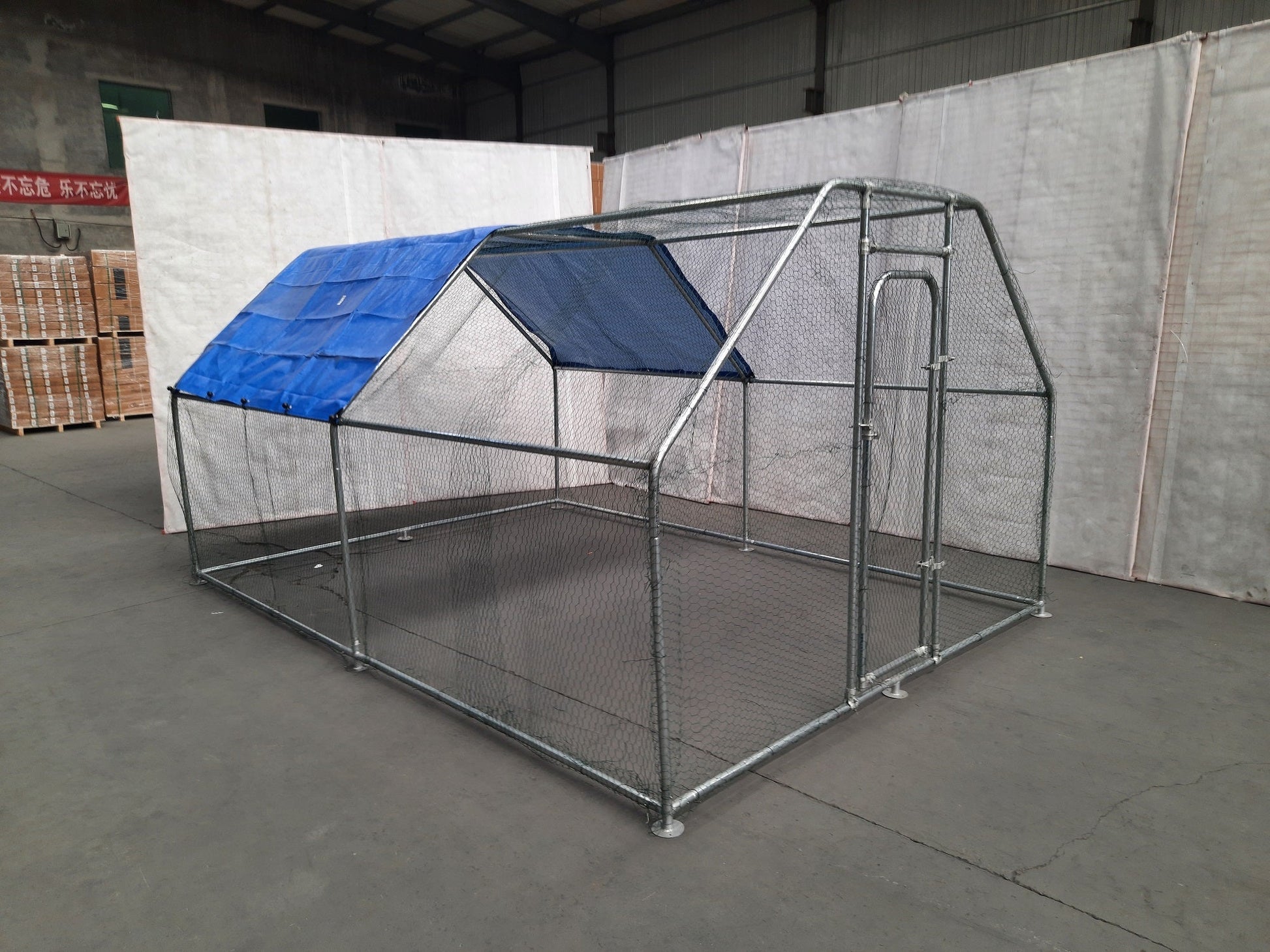 New Flat Top Dog & Animal Cage Coop 12.5 x 9 FT – Walk - In Metal Enclosure – SKU626231 - with | Sold by Uncle Wiener's Wholesale