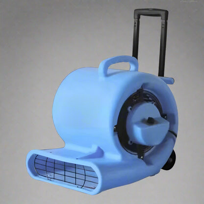Floor dryer fan with wheels and handle

High-velocity air mover for job sites

Blue industrial carpet dryer fan in use

Heavy-duty blower fan for water damage

Portable air mover fan on wheels