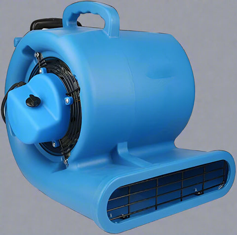 Floor dryer fan with wheels and handle

High-velocity air mover for job sites

Blue industrial carpet dryer fan in use

Heavy-duty blower fan for water damage

Portable air mover fan on wheels