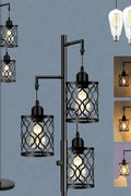 modern black 3-light LED floor lamp with mesh cage shades

dimmable industrial floor lamp with adjustable heads in living room

three-head stepless dimmable floor lamp for bedroom lighting

industrial style floor lamp with warm LED bulbs included

