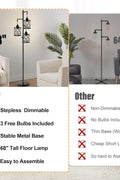 modern black 3-light LED floor lamp with mesh cage shades

dimmable industrial floor lamp with adjustable heads in living room

three-head stepless dimmable floor lamp for bedroom lighting

industrial style floor lamp with warm LED bulbs included

