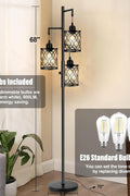 modern black 3-light LED floor lamp with mesh cage shades

dimmable industrial floor lamp with adjustable heads in living room

three-head stepless dimmable floor lamp for bedroom lighting

industrial style floor lamp with warm LED bulbs included

