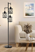 modern black 3-light LED floor lamp with mesh cage shades

dimmable industrial floor lamp with adjustable heads in living room

three-head stepless dimmable floor lamp for bedroom lighting

industrial style floor lamp with warm LED bulbs included

