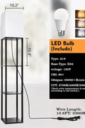 63 inch modern LED floor lamp with shelves and warm white light

black floor lamp with built-in shelves for bedroom or living room

LED lamp with 3 color temperature modes and storage shelves

touch control corner floor lamp with wood display shelves