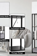 63 inch modern LED floor lamp with shelves and warm white light

black floor lamp with built-in shelves for bedroom or living room

LED lamp with 3 color temperature modes and storage shelves

touch control corner floor lamp with wood display shelves