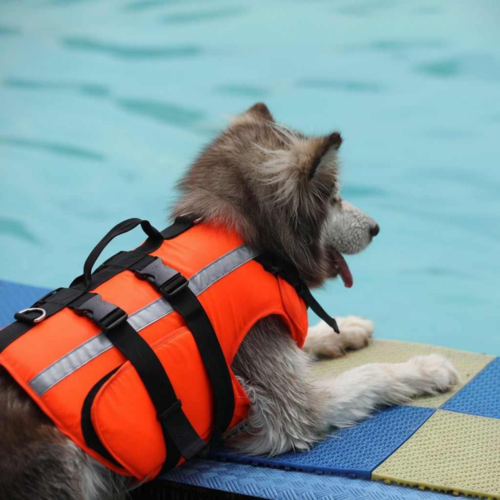 New Fluorescent Orange Dog Life Jacket – High - Visibility Pet Safety Vest for Swimming & Boating - with Medium 42×42 cm | Sold by Uncle Wiener's Wholesale