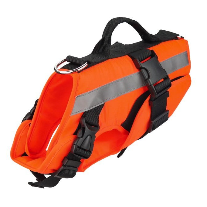 New Fluorescent Orange Dog Life Jacket – High - Visibility Pet Safety Vest for Swimming & Boating - with Medium 42×42 cm | Sold by Uncle Wiener's Wholesale