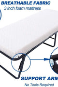 Fold-Out Guest Bed Cot with 3-Inch Memory Foam Mattress ��� Portable Sleeping Cot for Home, Office, or 