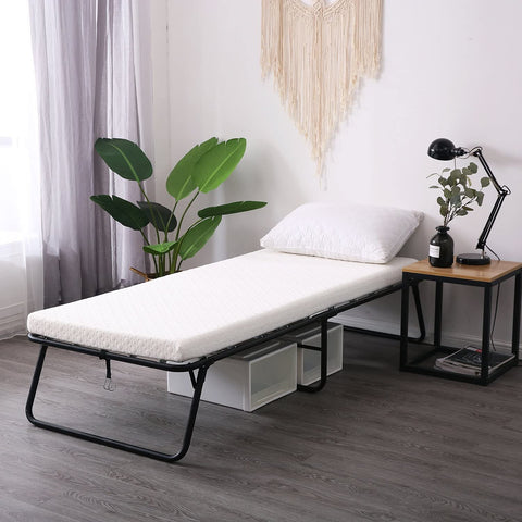 Fold-Out Guest Bed Cot with 3-Inch Memory Foam Mattress ��� Portable Sleeping Cot for Home, Office, or 
