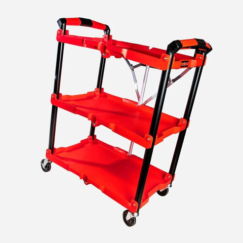 New Foldable 3 - Layer Garage Tool Cart ��� Heavy - Duty Rolling Storage Trolley with Wheels & Shelves WT235221 - with | Sold by Uncle Wiener's Who