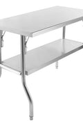 New Foldable Stainless Steel Food Prep Table – Dual Layer, Heavy - Duty, Portable Workstation for Kitchen & Outdoor Use - with 48 X 30″ | Sold by Uncle Wiener's Wholesale