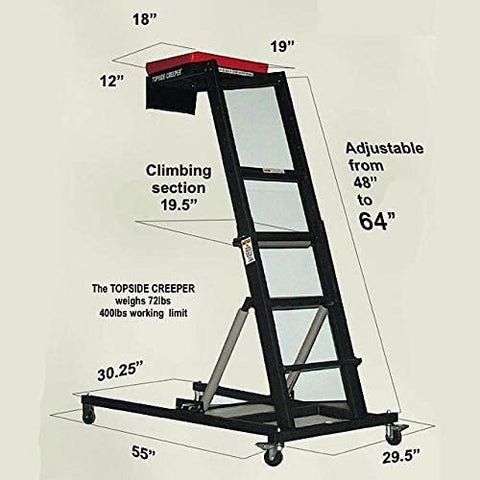 S1137 Foldable Topside Automotive Creeper with Adjustable Height and Padded Deck