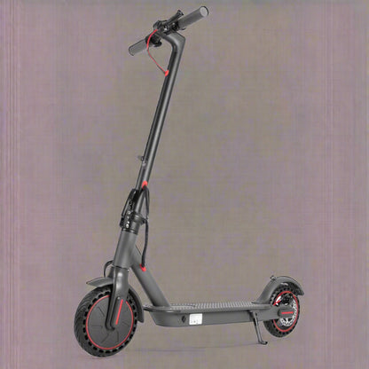 “Folding electric scooter with 8.5-inch tires and 250W motor”

“Black electric scooter folded for compact storage”

“Side view of lightweight commuter e-scooter for adults”

“Close-up of scooter handlebar with cruise control”

“Electric scooter parked for city commuting”

