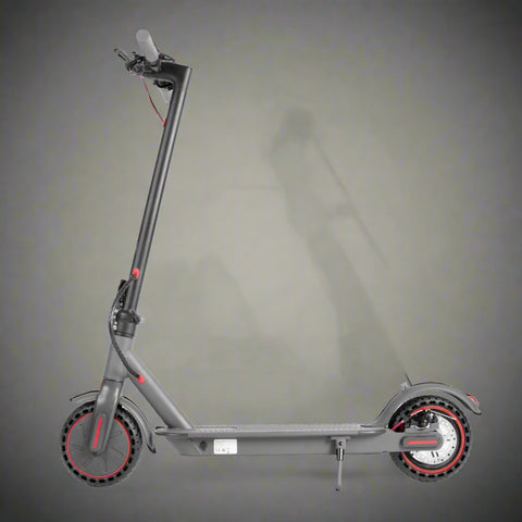 “Folding electric scooter with 8.5-inch tires and 250W motor”

“Black electric scooter folded for compact storage”

“Side view of lightweight commuter e-scooter for adults”

“Close-up of scooter handlebar with cruise control”

“Electric scooter parked for city commuting”

