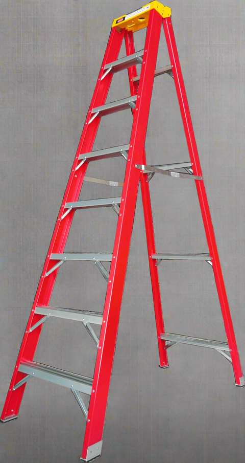 "8-step red fiberglass ladder for home and job site use"

"10-step heavy-duty non-conductive fiberglass ladder"

"Foldable safety step ladder with high load capacity"