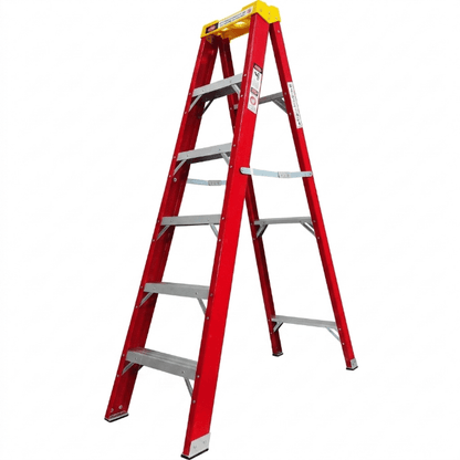 NEW Folding Fiberglass Step Ladder – Heavy - Duty Non - Conductive Utility Ladder for Home & Jobsite - General Equipment with 6 Step 5.8 FT 813513 | Sold by Uncle Wiener's Wholesale