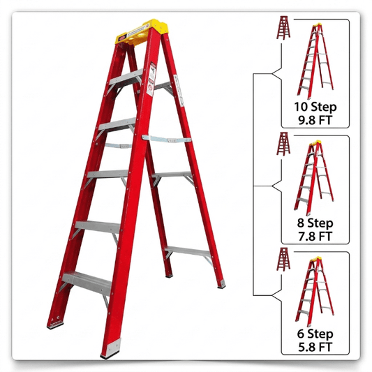 NEW Folding Fiberglass Step Ladder – Heavy - Duty Non - Conductive Utility Ladder for Home & Jobsite - General Equipment with 6 Step 5.8 FT 813513 | Sold by Uncle Wiener's Wholesale