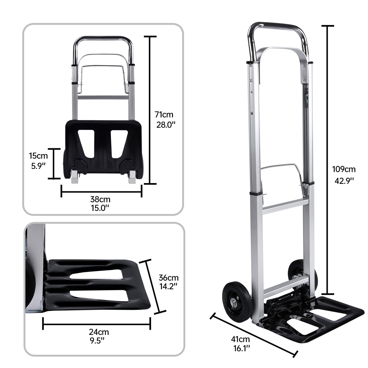 New Folding Hand Truck Dolly Cart with Telescoping Handle, Portable Aluminum Sack Truck with 15cm Rubber Wheels for Moving, Shopping, Travel & Office Use AMACC80 - with | Sold by Uncle Wiener's Wholesale