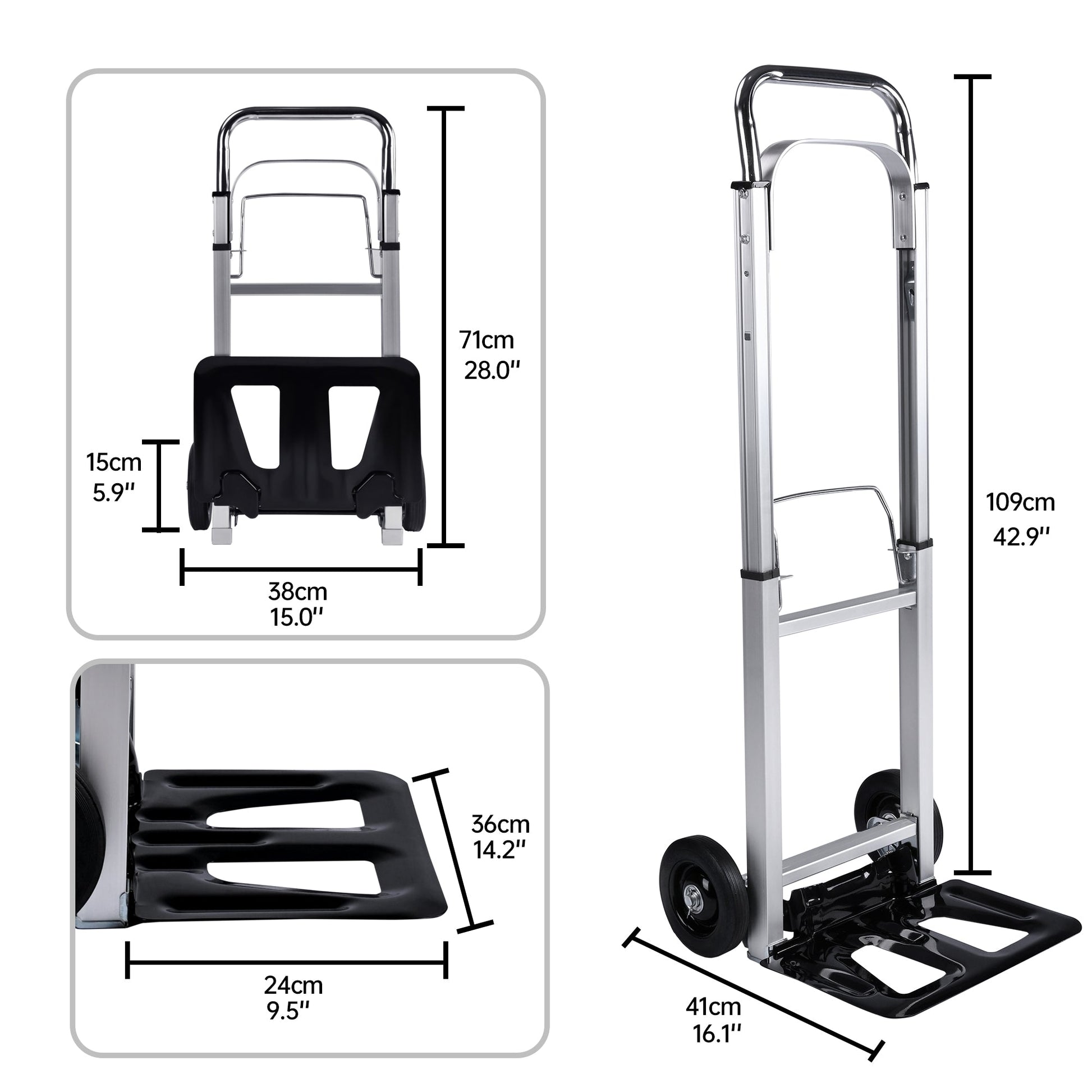 New Folding Hand Truck Dolly Cart with Telescoping Handle, Portable Aluminum Sack Truck with 15cm Rubber Wheels for Moving, Shopping, Travel & Office Use AMACC80 - with | Sold by Uncle Wiener's Wholesale