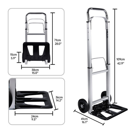 New Folding Hand Truck Dolly Cart with Telescoping Handle, Portable Aluminum Sack Truck with 15cm Rubber Wheels for Moving, Shopping, Travel & Office Use AMACC80 - with | Sold by Uncle Wiener's Wholesale