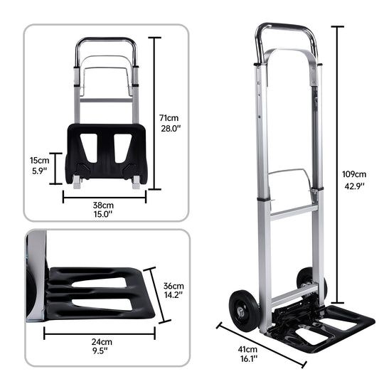 New Folding Hand Truck Dolly Cart with Telescoping Handle, Portable Aluminum Sack Truck with 15cm Rubber Wheels for Moving, Shopping, Travel & Office Use AMACC80 - with | Sold by Uncle Wiener's Wholesale