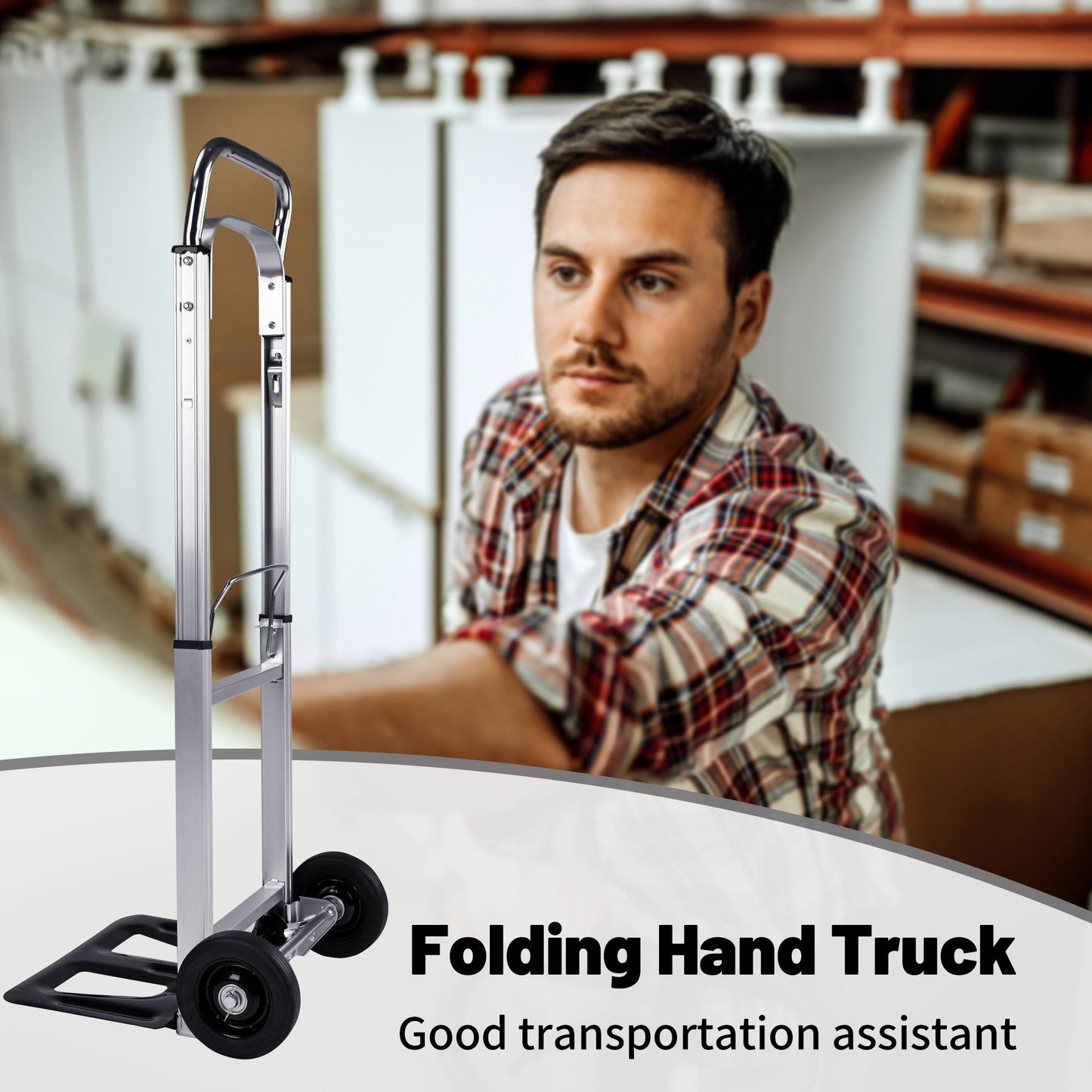 New Folding Hand Truck Dolly Cart with Telescoping Handle, Portable Aluminum Sack Truck with 15cm Rubber Wheels for Moving, Shopping, Travel & Office Use AMACC80 - with | Sold by Uncle Wiener's Wholesale