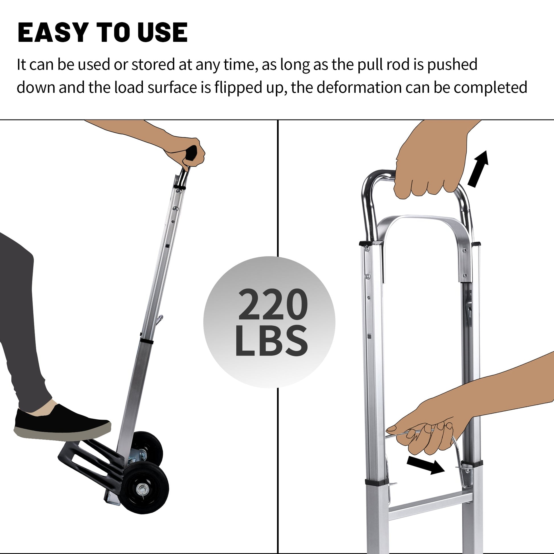 New Folding Hand Truck Dolly Cart with Telescoping Handle, Portable Aluminum Sack Truck with 15cm Rubber Wheels for Moving, Shopping, Travel & Office Use AMACC80 - with | Sold by Uncle Wiener's Wholesale