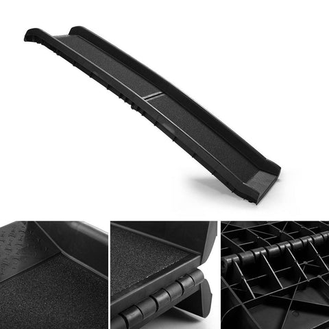 Durable folding dog ramp compactly folded for storage