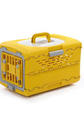 New Folding Plastic Pet Carrier – Airline - Approved Crate for Small & Large Pets - with SMALL YELLOW 18.9″X11.8″X12.5″ | Sold by Uncle Wiener's Wholesale