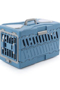 New Folding Plastic Pet Carrier – Airline - Approved Crate for Small & Large Pets - with LARGE BLUE | Sold by Uncle Wiener's Wholesale