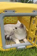 New Folding Plastic Pet Carrier – Airline - Approved Crate for Small & Large Pets - with LARGE BLUE | Sold by Uncle Wiener's Wholesale
