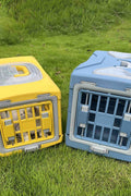 New Folding Plastic Pet Carrier – Airline - Approved Crate for Small & Large Pets - with LARGE BLUE | Sold by Uncle Wiener's Wholesale