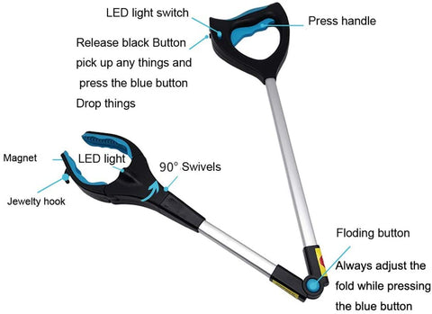New Folding Reach Grabber Tool – Arm Extension for Easy Pickup H1470 - with | Sold by Uncle Wiener's Wholesale