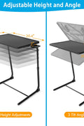 "Adjustable folding TV tray table with 3 tilt angles and cup holder for sofa or bed use – Model S3135"