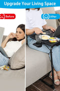 "Adjustable folding TV tray table with 3 tilt angles and cup holder for sofa or bed use – Model S3135"