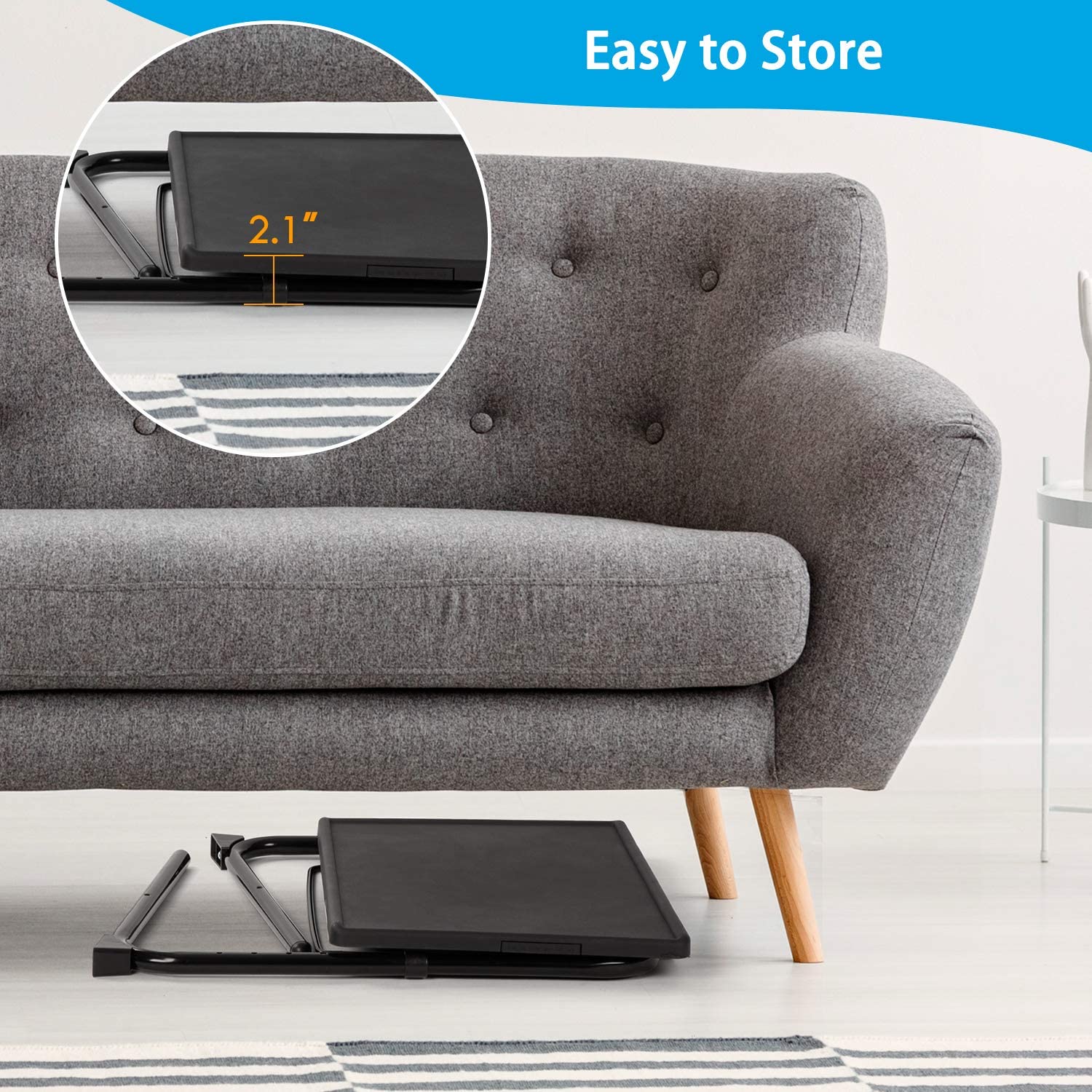 "Adjustable folding TV tray table with 3 tilt angles and cup holder for sofa or bed use – Model S3135"