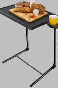 "Adjustable folding TV tray table with 3 tilt angles and cup holder for sofa or bed use – Model S3135"
