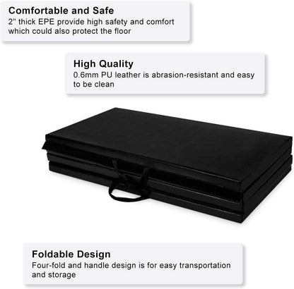 Foldable 4x8 Ft Yoga Mat in Multi-Color

Tri-Fold Thick Exercise Mat for Home Gym

Durable EPE Foam Fitness Mat

Water-Resistant Workout Mat with Handle

Home Use Folding Gymnastics Mat

Child practicing on colorful foam mat

Folded yoga mat stored neatly

Multi-use mat in home workout setup